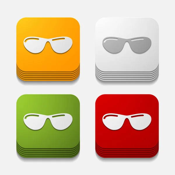 Square button: sunglasses — Stock Vector