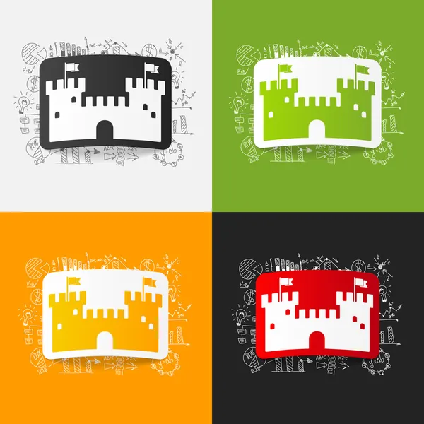 Fortress stickers set — Stock Vector