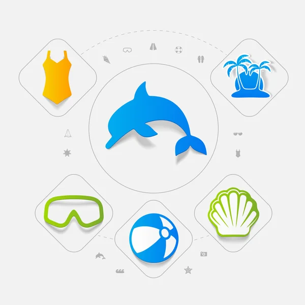 Iconos del turismo de verano — Vector de stock