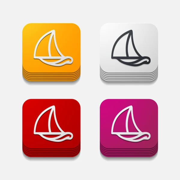 Zeilboot knop ingesteld — Stockvector