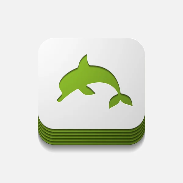 Fyrkantig knapp: dolphin — Stock vektor