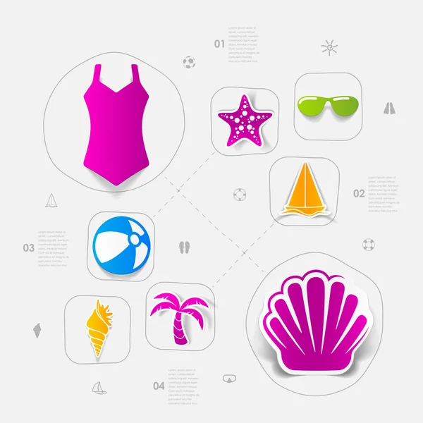 Iconos del turismo de verano — Vector de stock