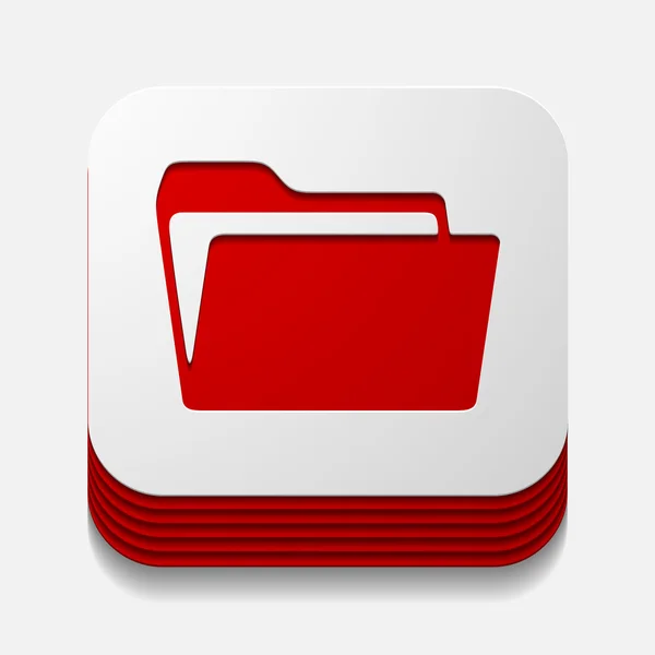 Square button: folder — Stock Vector