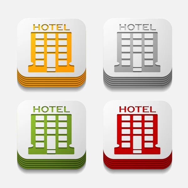 方形按钮： 酒店 — 图库矢量图片