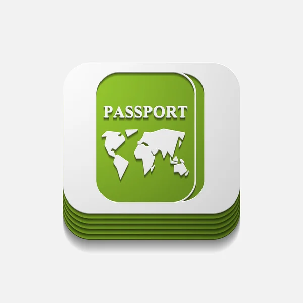 正方形ボタン: パスポート — ストックベクタ