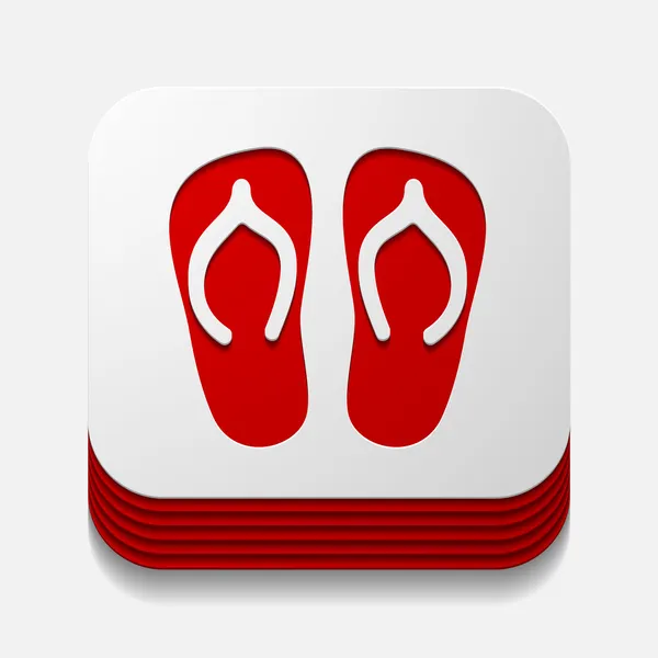 Square button: slippers — Stockový vektor