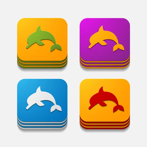 方形按钮： 海豚 — 图库矢量图片