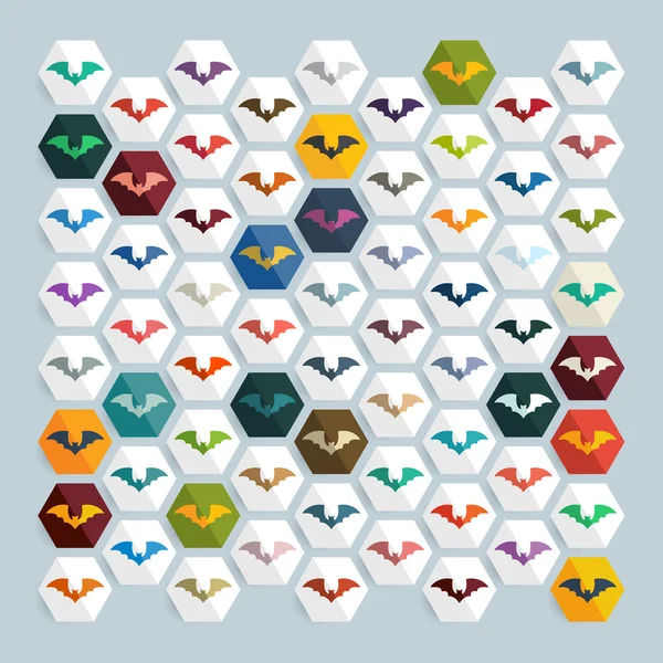 Conjunto de ícones de morcego — Vetor de Stock
