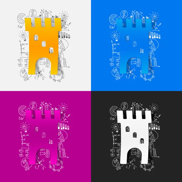 Fortress stickers set — Stock Vector