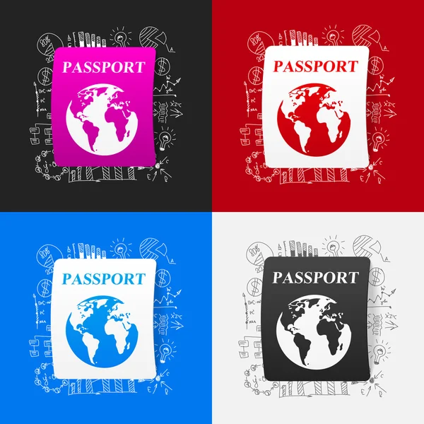 Set de pegatinas de pasaporte — Archivo Imágenes Vectoriales