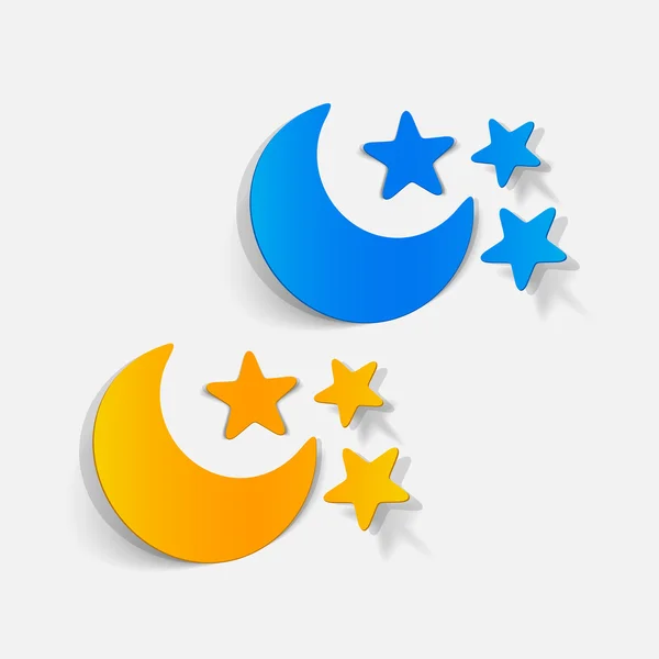 Luna con estrellas pegatinas — Vector de stock