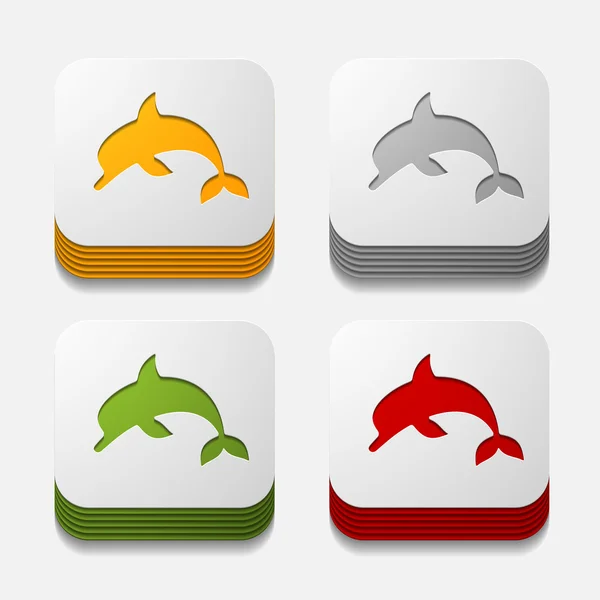 Bouton dauphin — Image vectorielle