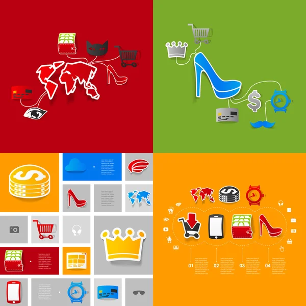 Set of sticker design. Online shopping concept — Stock Vector