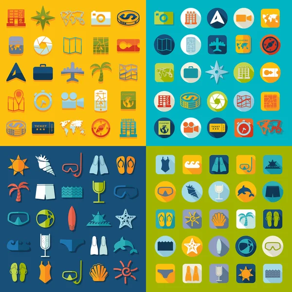 Iconos del turismo de verano — Vector de stock