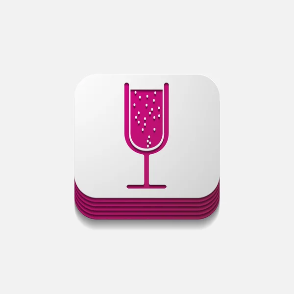 Square button: cocktail — Stock Vector