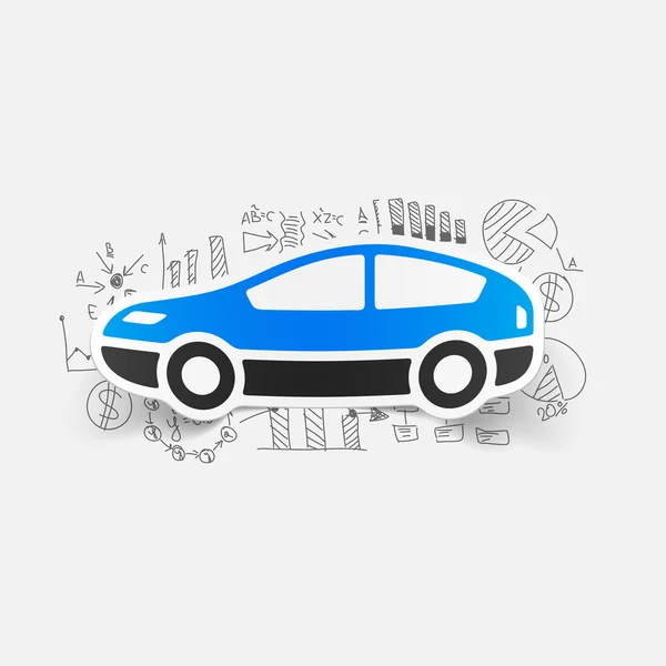 Coche con fórmulas de negocio — Vector de stock