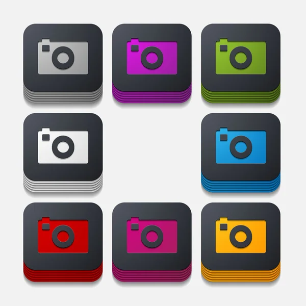 Square button: photo — Stock Vector