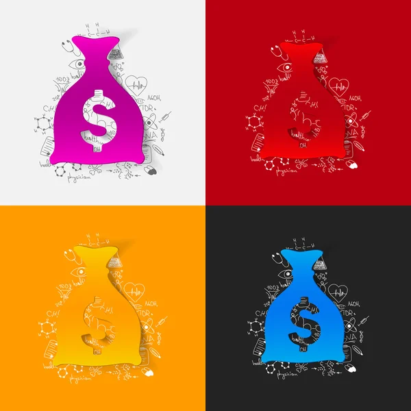 Pegatinas saco de dinero — Vector de stock