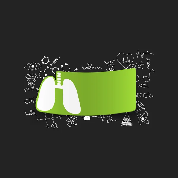 Autocollant poumon avec des formules médicales — Image vectorielle