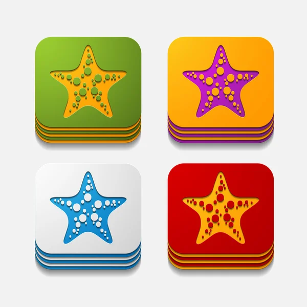 Starfish button set — Stock Vector