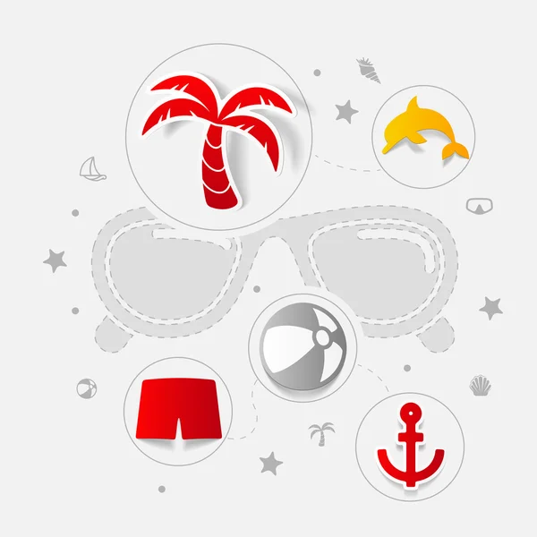 Conjunto de iconos del turismo de verano — Vector de stock