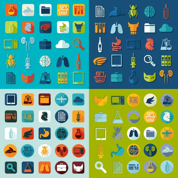 Conjunto de iconos planos veterinarios — Vector de stock