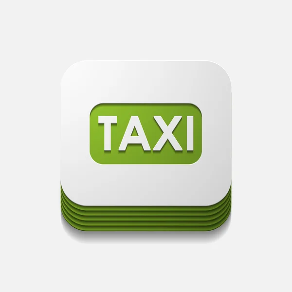 Square button: taxi — Stock Vector