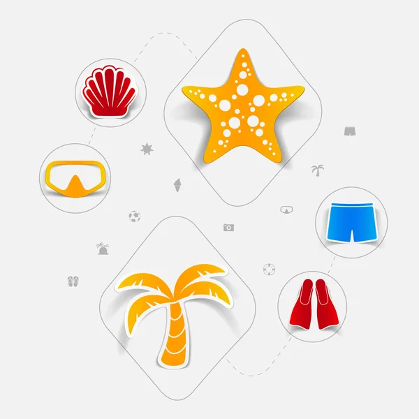 Ensemble d'icônes du tourisme d'été — Image vectorielle