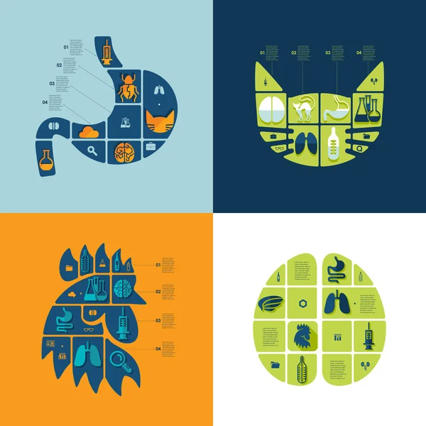 Conjunto de iconos planos veterinarios — Vector de stock