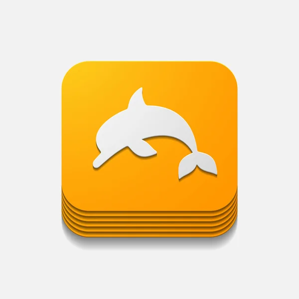 Τετράγωνο κουμπί: δελφίνι — Φωτογραφία Αρχείου