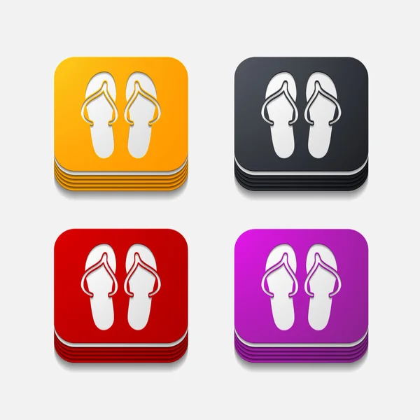 Square button: slippers — Stock Photo, Image