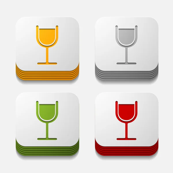 Square button: cocktail — Stock Photo, Image