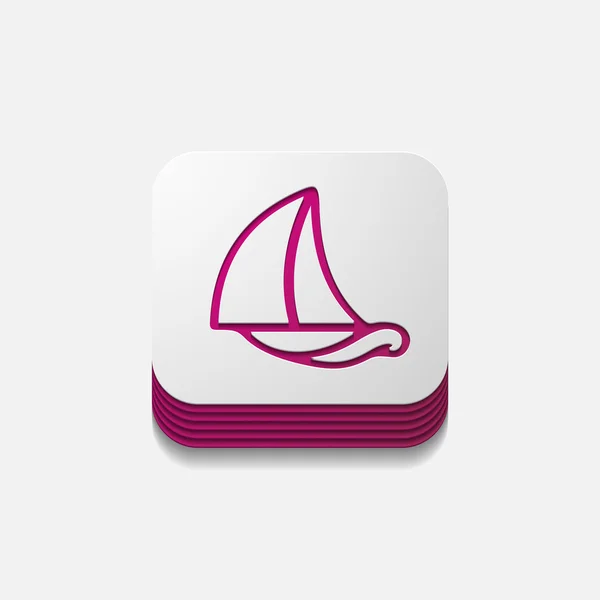 Square button: sailboat — Stock Photo, Image