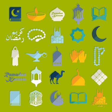 düz simgeler kümesi: Ramazan kareem