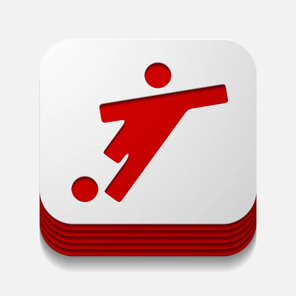 Square button: football player — Stock Photo, Image