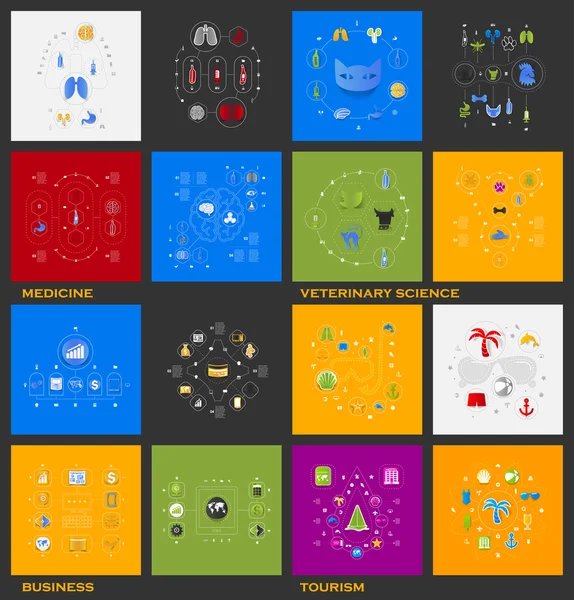 Набор понятий: медицина, ветеринария, бизнес, туризм — стоковое фото