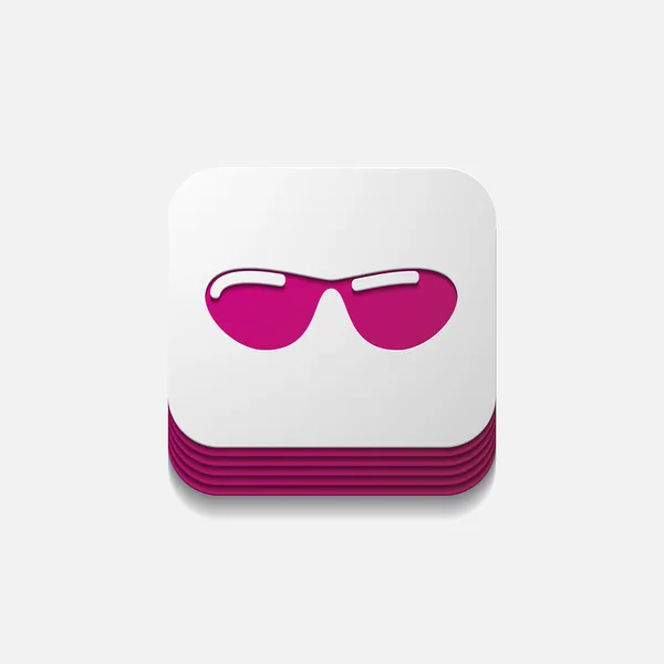 Square button: sunglasses — Stock Photo, Image