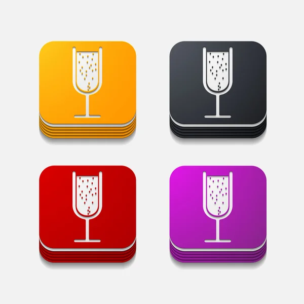 Square button: cocktail — Stock Photo, Image