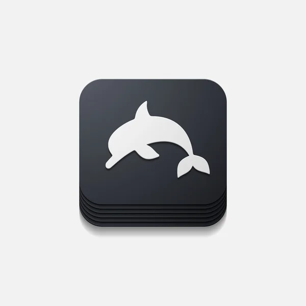 四角形のボタン: イルカ — ストック写真