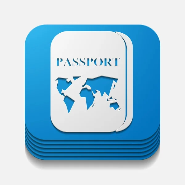 方形按钮: 护照 — 图库照片