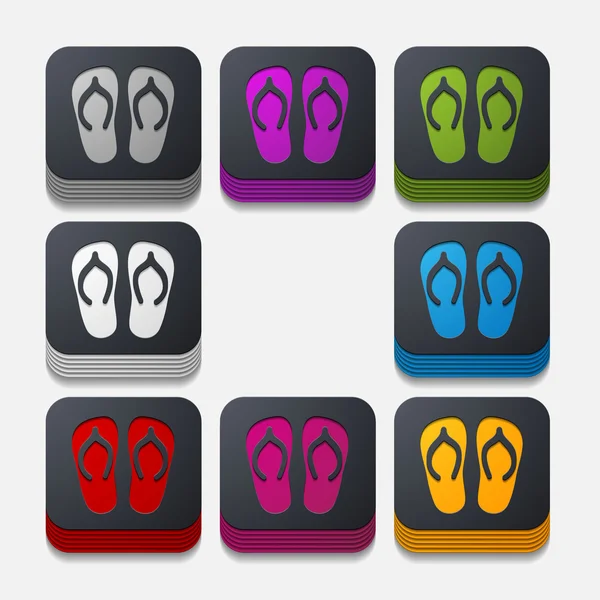 Square button: slippers — Stock Photo, Image