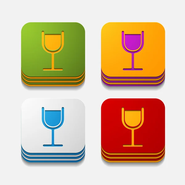 Square button: cocktail — Stock Photo, Image