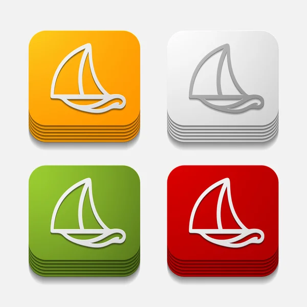 Quadratische Taste: Segelboot — Stockfoto