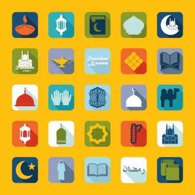 düz simgeler kümesi: Ramazan kareem
