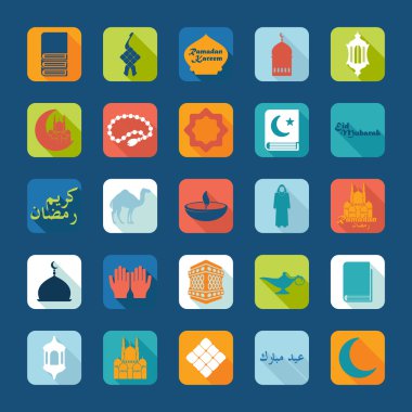 düz simgeler kümesi: Ramazan kareem