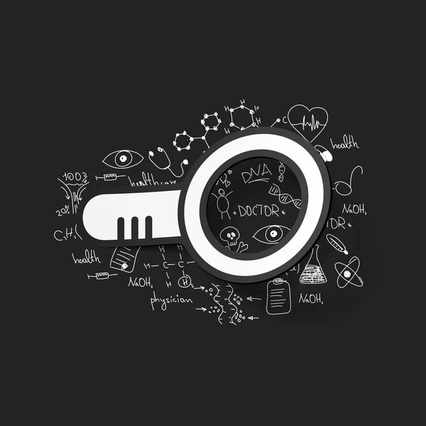 Drawing medical formulas: magnifier — Stock Photo, Image