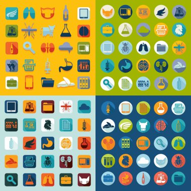 Veteriner düz simgeler