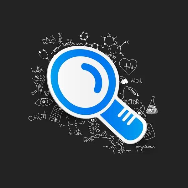 Magnifier inside medical formulas — Stock Vector
