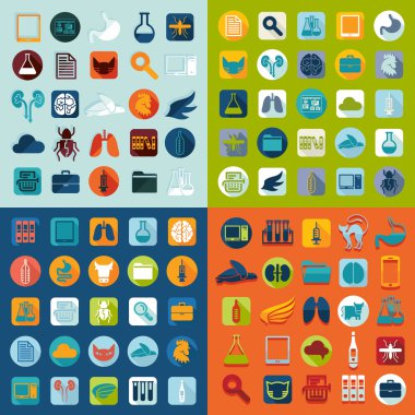 Veteriner düz simgeler