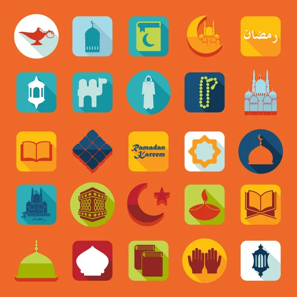 Iconos de Ramadán Kareem — Vector de stock